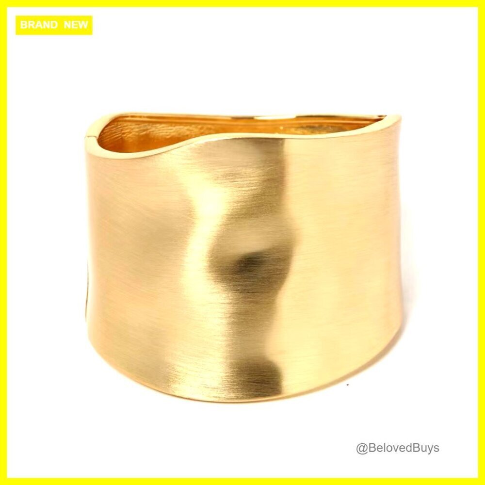 14K Gold Plated Hinged Bangle Bracelets for Women, 7 Inch Inner Circumference